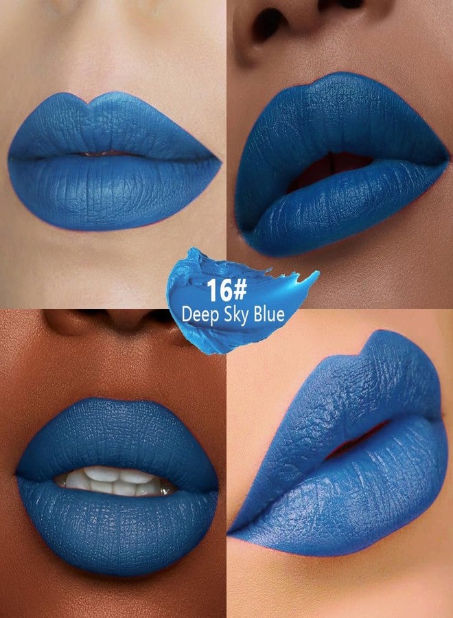 HHLTOH Sky Blue Matte Lipstick - Pigmented Lip Crayon & Face Paint Stick for Women Everyday Halloween Birthday Party Wear, Younger-Looking Lip Makeup, Labial para fiesta de disfraces 16 - Image 3